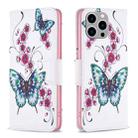 For iPhone 15 Pro Max Colored Drawing Pattern Flip Leather Phone Case(Flowers Butterfly) - 1