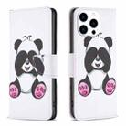 For iPhone 15 Pro Colored Drawing Pattern Flip Leather Phone Case(Panda) - 1