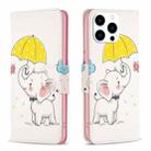 For iPhone 15 Pro Colored Drawing Pattern Flip Leather Phone Case(Umbrella Elephant) - 1