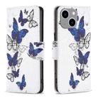 For iPhone 15 Plus Colored Drawing Pattern Flip Leather Phone Case(Butterflies) - 1