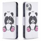For iPhone 15 Colored Drawing Pattern Flip Leather Phone Case(Panda) - 1