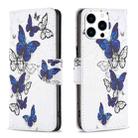 For iPhone 16 Pro Max Colored Drawing Pattern Flip Leather Phone Case(Butterflies) - 1