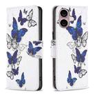 For iPhone 16 Colored Drawing Pattern Flip Leather Phone Case(Butterflies) - 1