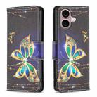 For iPhone 16 Colored Drawing Pattern Flip Leather Phone Case(Big Butterfly) - 1