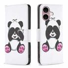 For iPhone 16 Plus Colored Drawing Pattern Flip Leather Phone Case(Panda) - 1