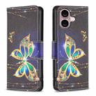 For iPhone 16 Plus Colored Drawing Pattern Flip Leather Phone Case(Big Butterfly) - 1