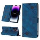 For iPhone 15 Pro Max Skin-feel Embossed Leather Phone Case(Blue) - 1