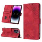 For iPhone 15 Pro Max Skin-feel Embossed Leather Phone Case(Red) - 1
