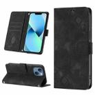 For iPhone 15 Plus Skin-feel Embossed Leather Phone Case(Black) - 1