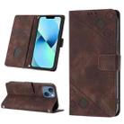 For iPhone 15 Skin-feel Embossed Leather Phone Case(Brown) - 1