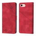 For iPhone SE 2024 Skin-feel Embossed Leather Phone Case(Red) - 1