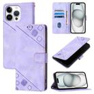 For iPhone 16 Pro Max Skin-feel Embossed Leather Phone Case(Light Purple) - 1