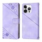 For iPhone 16 Pro Max Skin-feel Embossed Leather Phone Case(Light Purple) - 2