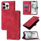 For iPhone 16 Pro Max Skin-feel Embossed Leather Phone Case(Red) - 1