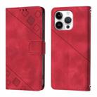 For iPhone 16 Pro Max Skin-feel Embossed Leather Phone Case(Red) - 2