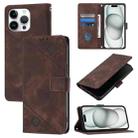 For iPhone 16 Pro Max Skin-feel Embossed Leather Phone Case(Brown) - 1