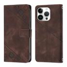 For iPhone 16 Pro Max Skin-feel Embossed Leather Phone Case(Brown) - 2