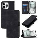 For iPhone 16 Pro Max Skin-feel Embossed Leather Phone Case(Black) - 1