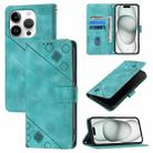 For iPhone 16 Pro Skin-feel Embossed Leather Phone Case(Green) - 1