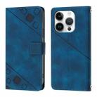 For iPhone 16 Pro Skin-feel Embossed Leather Phone Case(Blue) - 2