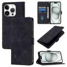 For iPhone 16 Pro Skin-feel Embossed Leather Phone Case(Black) - 1