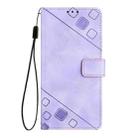 For iPhone 16 Plus Skin-feel Embossed Leather Phone Case(Light Purple) - 3