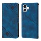 For iPhone 16 Plus Skin-feel Embossed Leather Phone Case(Blue) - 2