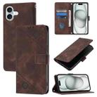 For iPhone 16 Plus Skin-feel Embossed Leather Phone Case(Brown) - 1