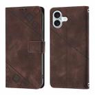 For iPhone 16 Plus Skin-feel Embossed Leather Phone Case(Brown) - 2