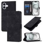 For iPhone 16 Plus Skin-feel Embossed Leather Phone Case(Black) - 1