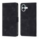 For iPhone 16 Plus Skin-feel Embossed Leather Phone Case(Black) - 2