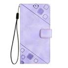 For iPhone 16 Skin-feel Embossed Leather Phone Case(Light Purple) - 3