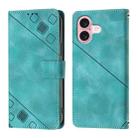 For iPhone 16 Skin-feel Embossed Leather Phone Case(Green) - 2