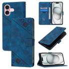 For iPhone 16 Skin-feel Embossed Leather Phone Case(Blue) - 1
