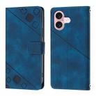 For iPhone 16 Skin-feel Embossed Leather Phone Case(Blue) - 2