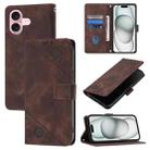 For iPhone 16 Skin-feel Embossed Leather Phone Case(Brown) - 1