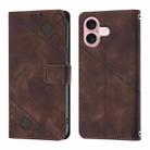 For iPhone 16 Skin-feel Embossed Leather Phone Case(Brown) - 2