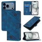 For iPhone 17 Pro Max Skin-feel Embossed Leather Phone Case(Blue) - 1