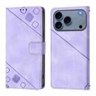 For iPhone 17 Pro Skin-feel Embossed Leather Phone Case(Light Purple) - 2