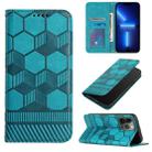 For iPhone 15 Pro Football Texture Magnetic Leather Flip Phone Case(Light Blue) - 1
