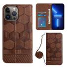 For iPhone 15 Pro Crossbody Football Texture Magnetic PU Phone Case(Brown) - 1
