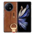 For vivo X Fold2 Wristband Leather Back Phone Case(Brown) - 1
