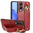 For vivo Y17s 4G Wristband Leather Back Phone Case(Red) - 1