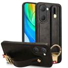 For vivo Y03 4G Wristband Leather Back Phone Case(Black) - 1