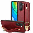 For vivo Y03 4G Wristband Leather Back Phone Case(Red) - 1