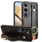 For vivo V40 Lite 5G / 4G IDN Wristband Leather Back Phone Case(Black) - 1