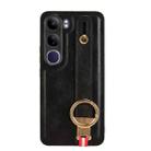 For vivo V40 Lite 5G / 4G IDN Wristband Leather Back Phone Case(Black) - 3