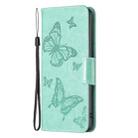 For iPhone 16 Pro Max Embossing Two Butterflies Pattern Leather Phone Case(Green) - 3