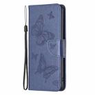 For iPhone 16 Pro Max Embossing Two Butterflies Pattern Leather Phone Case(Blue) - 3