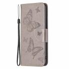 For iPhone 16 Pro Max Embossing Two Butterflies Pattern Leather Phone Case(Grey) - 3